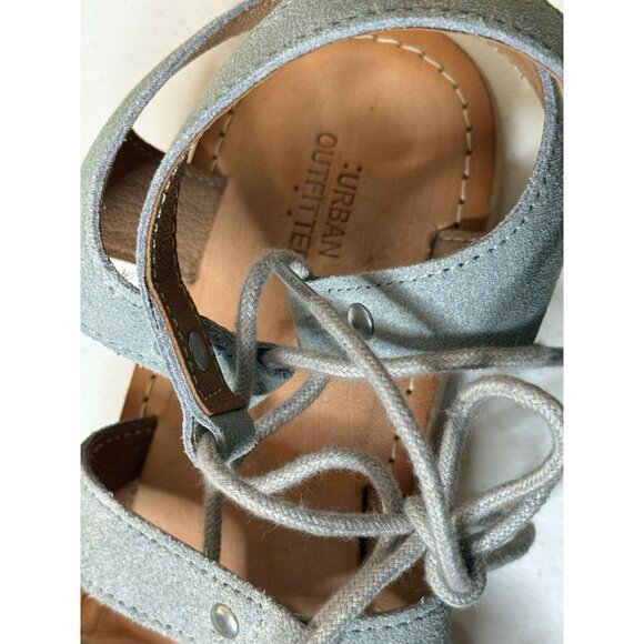 Urban Outfitters Blue Suede Gladiator Lace Up Sandals Size 7 - Picture 3 of 9